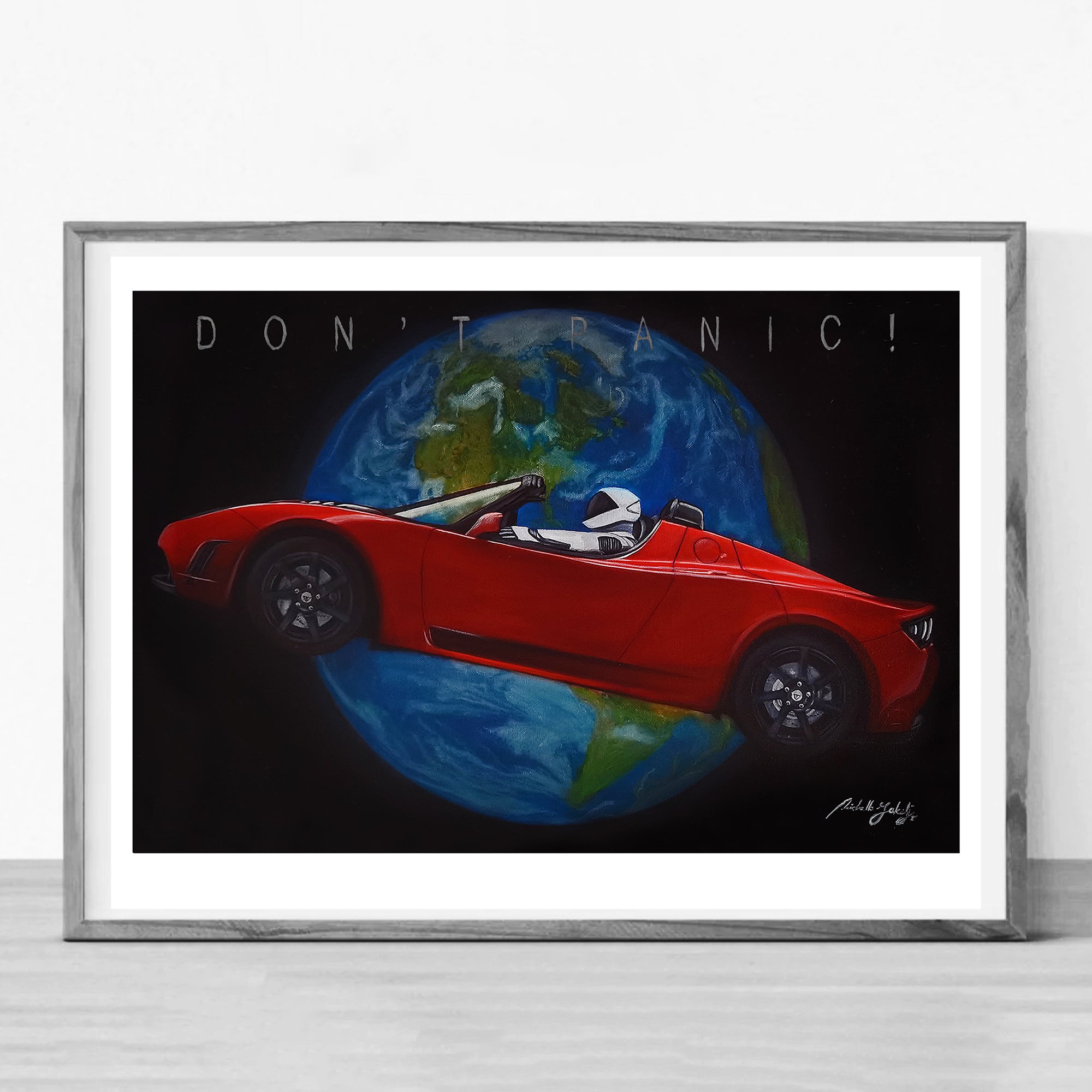 Cyberelon Bathing in the Sea | Quality Canvas Print from Hand Painted 2024 Original Painting | Tesla | Elon Musk | Spacex | Boring