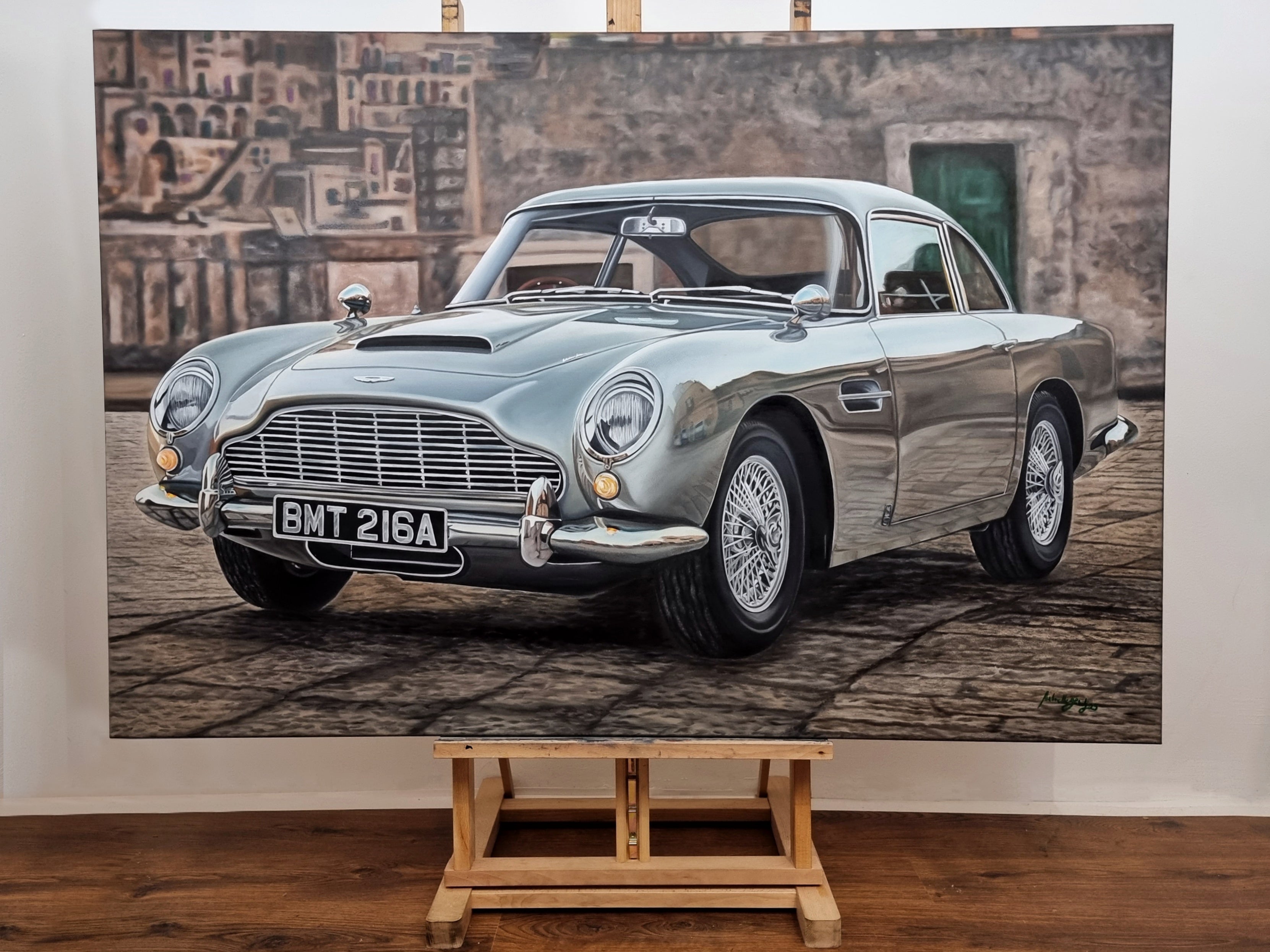 Aston Martin DB5 JB 007 Original Oil Painting on Canvas