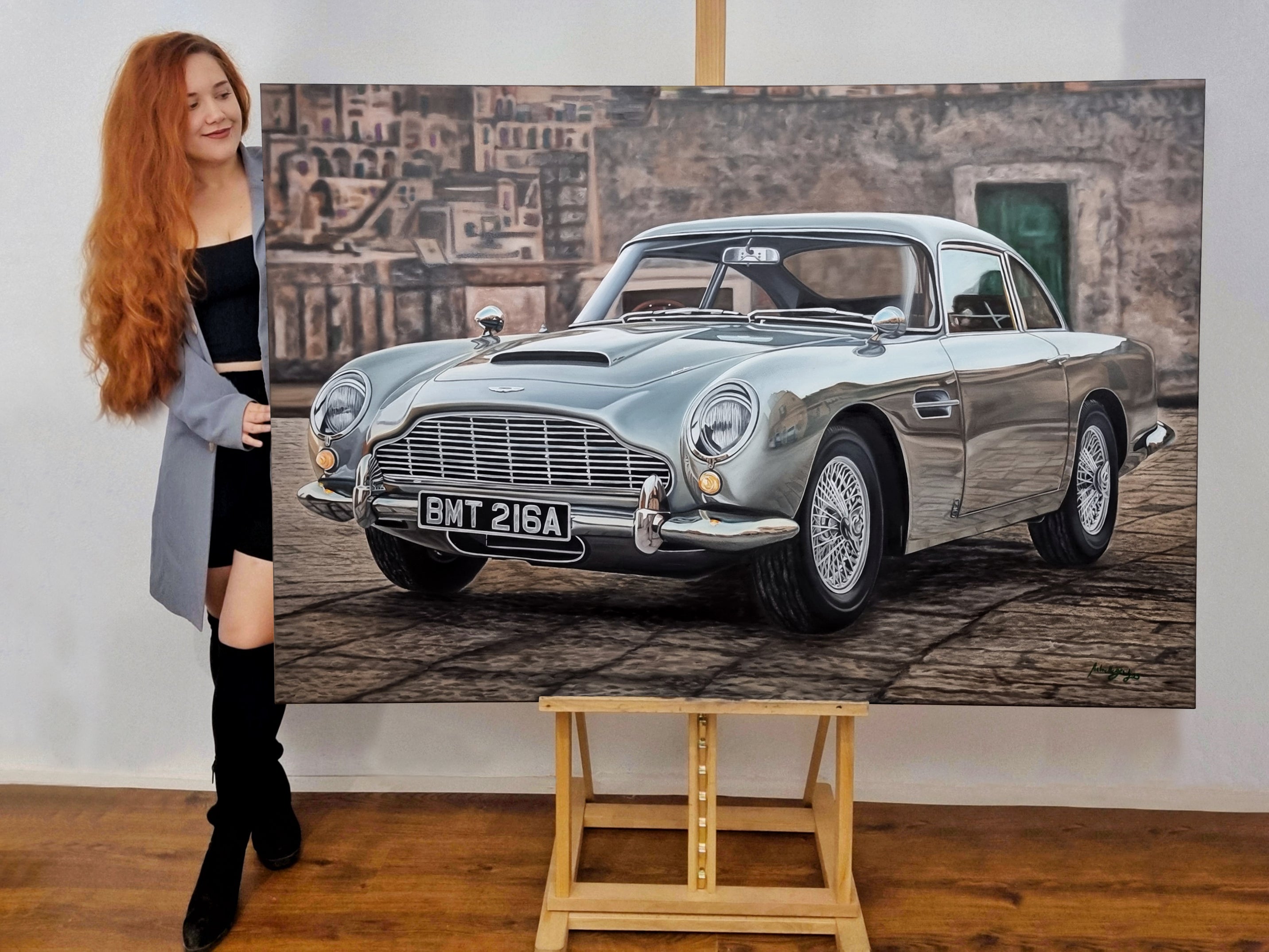 Aston Martin DB5 JB 007 Original Oil Painting on Canvas