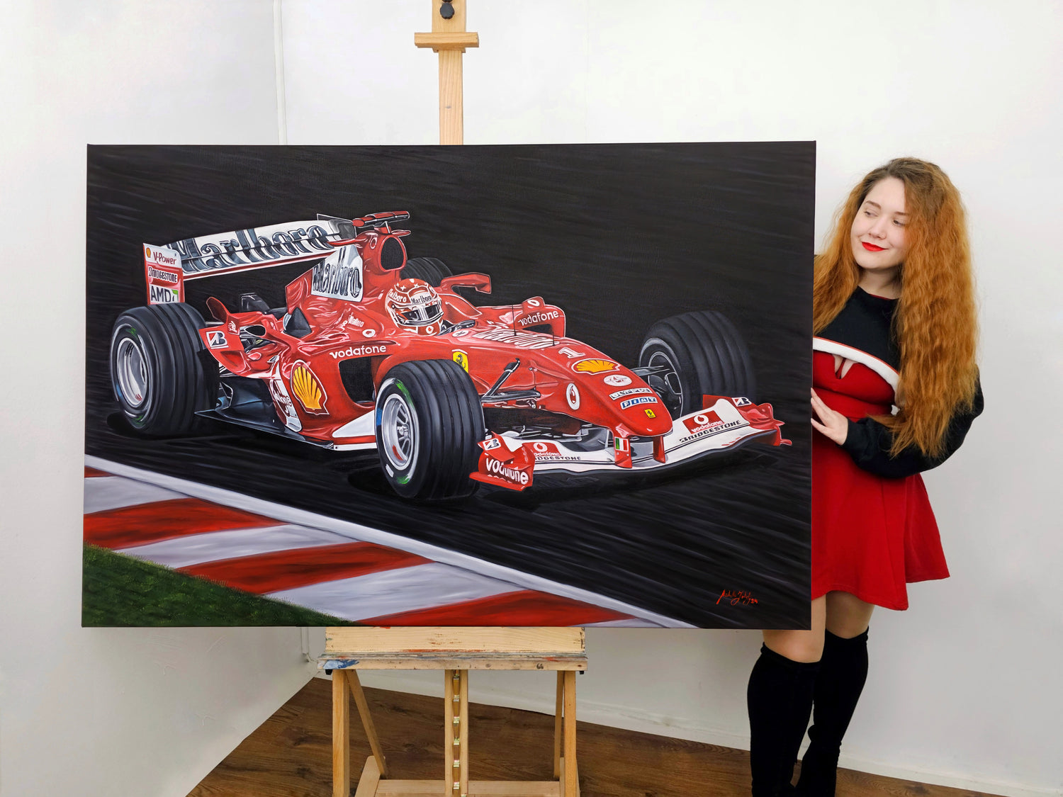 Michael Schumacher F1 F2004 Original Oil Painting on Canvas