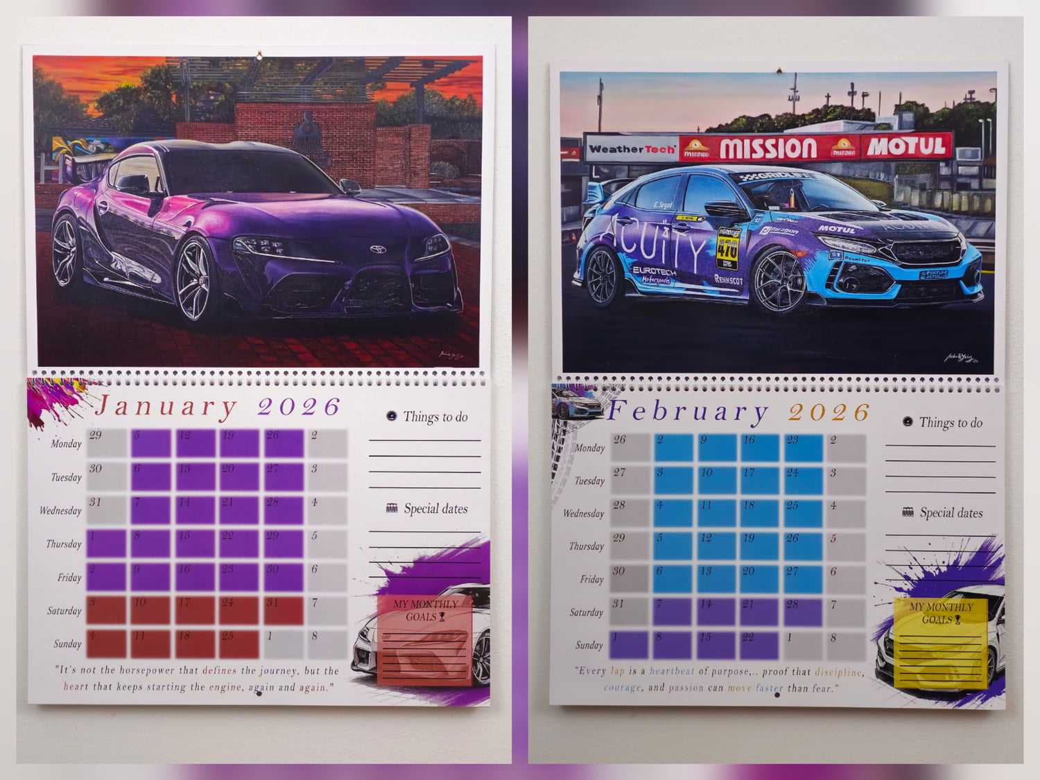 2026 CALENDAR Limited Edition ; Numbered Handsigned - Reusable Prints PREORDER