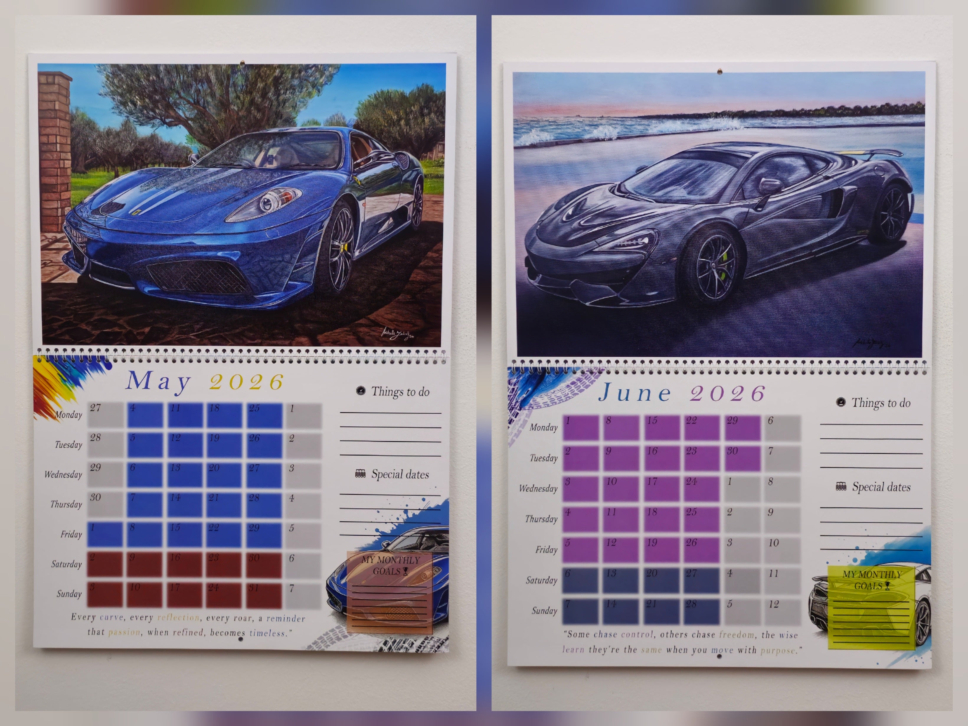 2026 CALENDAR Limited Edition ; Numbered Handsigned - Reusable Prints PREORDER