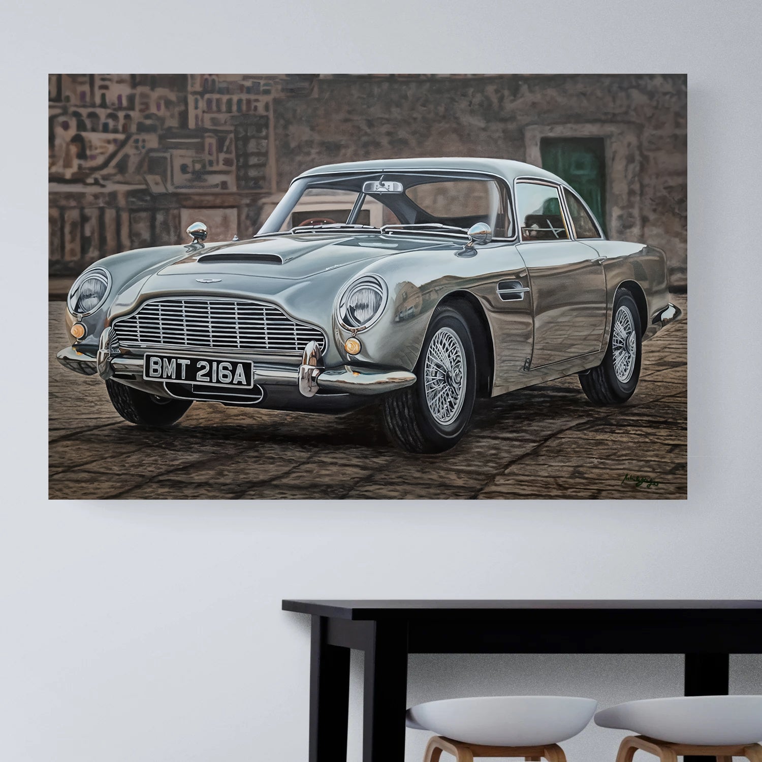 Aston Martin DB5 JB 007 Original Oil Painting on Canvas