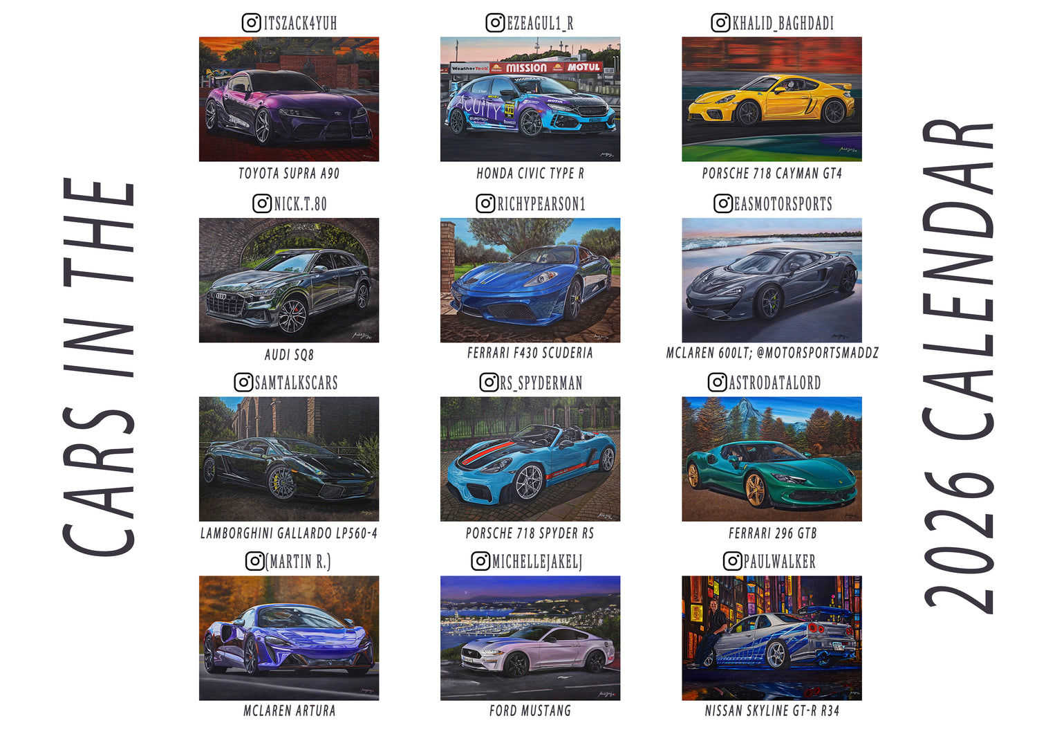 2026 CALENDAR Limited Edition ; Numbered Handsigned - Reusable Prints PREORDER