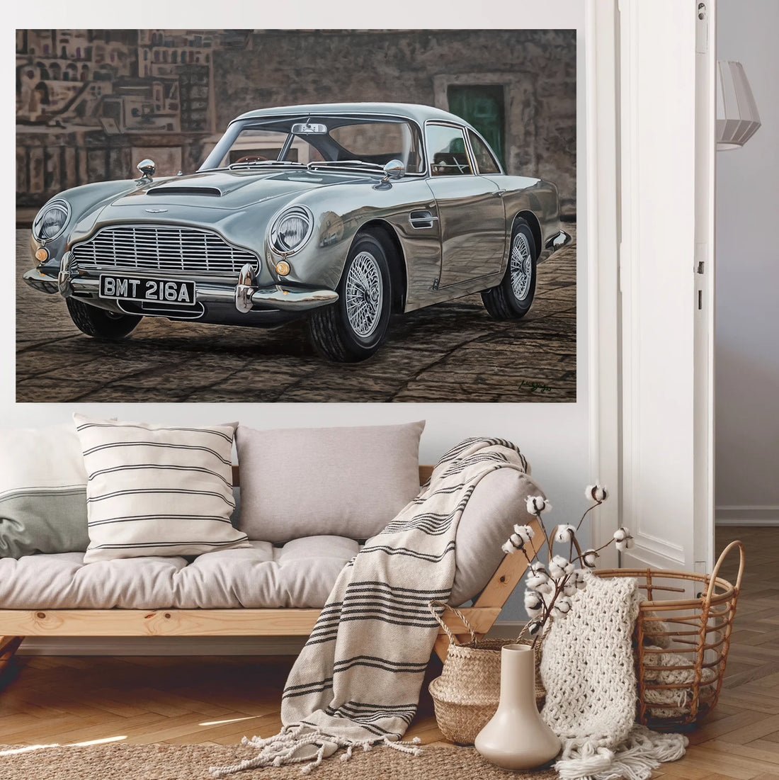 Aston Martin DB5 JB 007 Original Oil Painting on Canvas