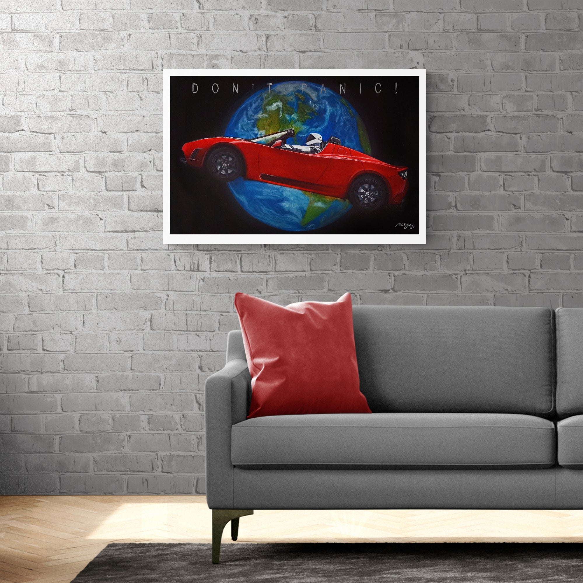 Tesla In Space Painting Limited Edition Canvas Print