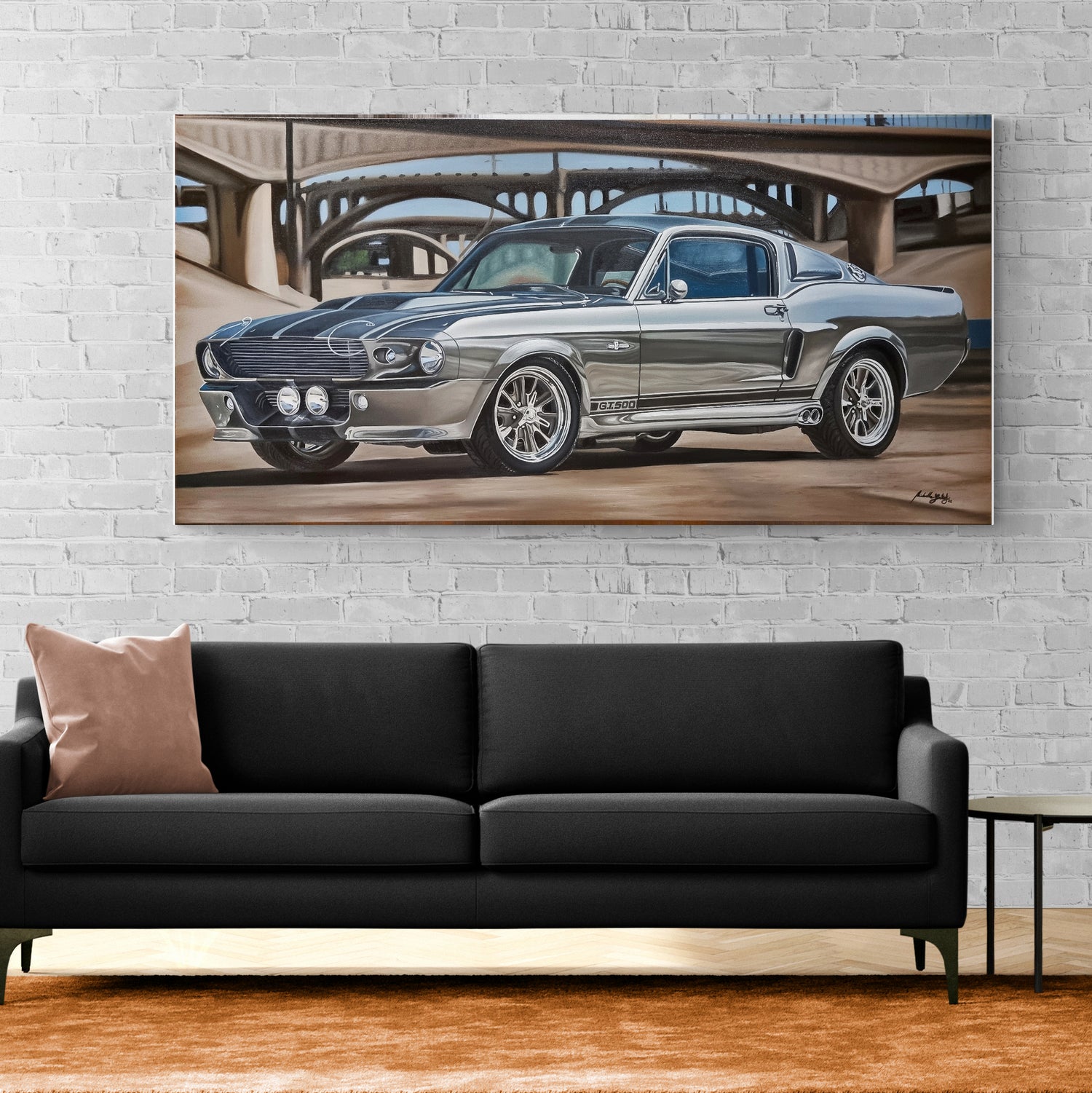 Ford Mustang GT500 Original Oil Painting on Canvas