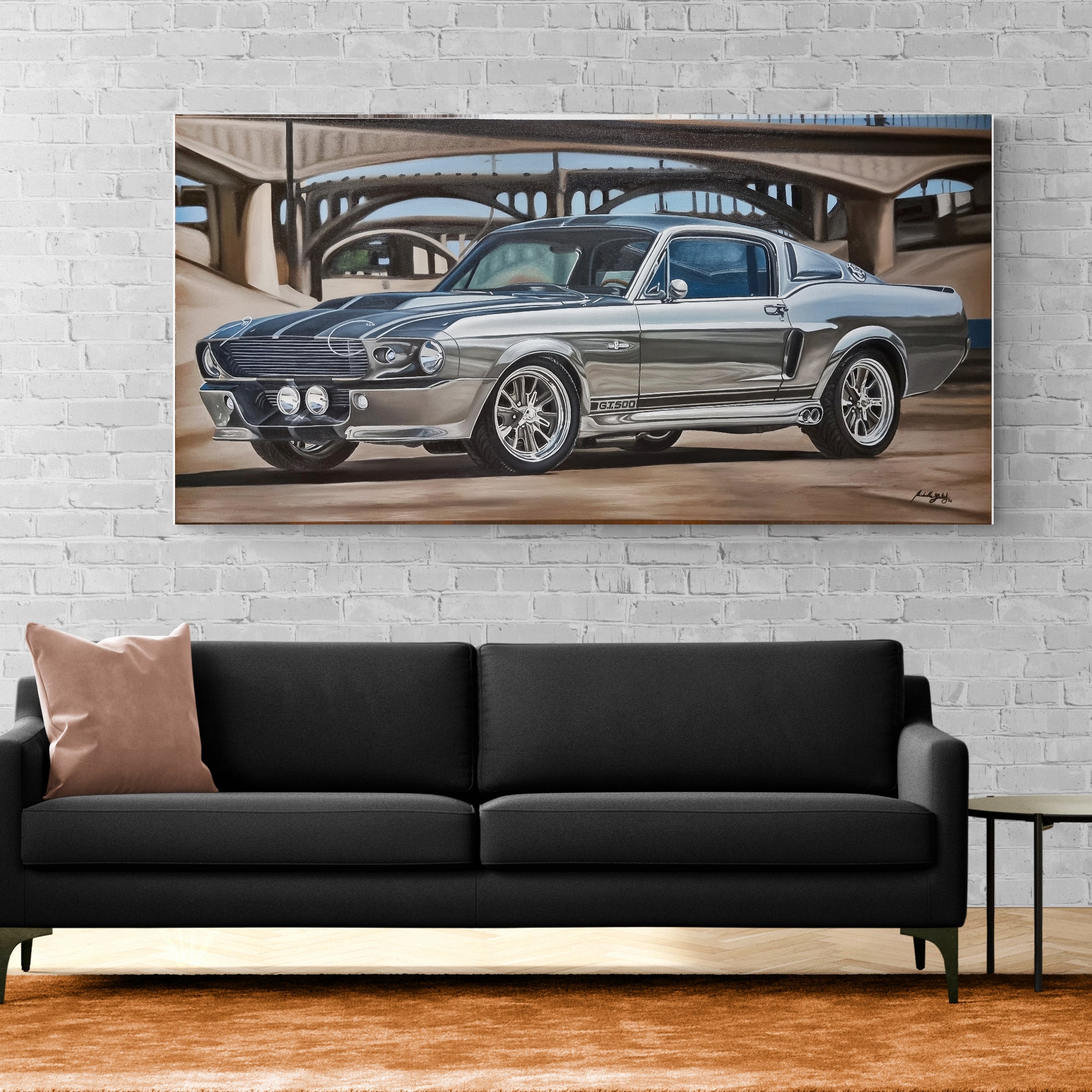 Ford Mustang GT500 Original Oil Painting on Canvas