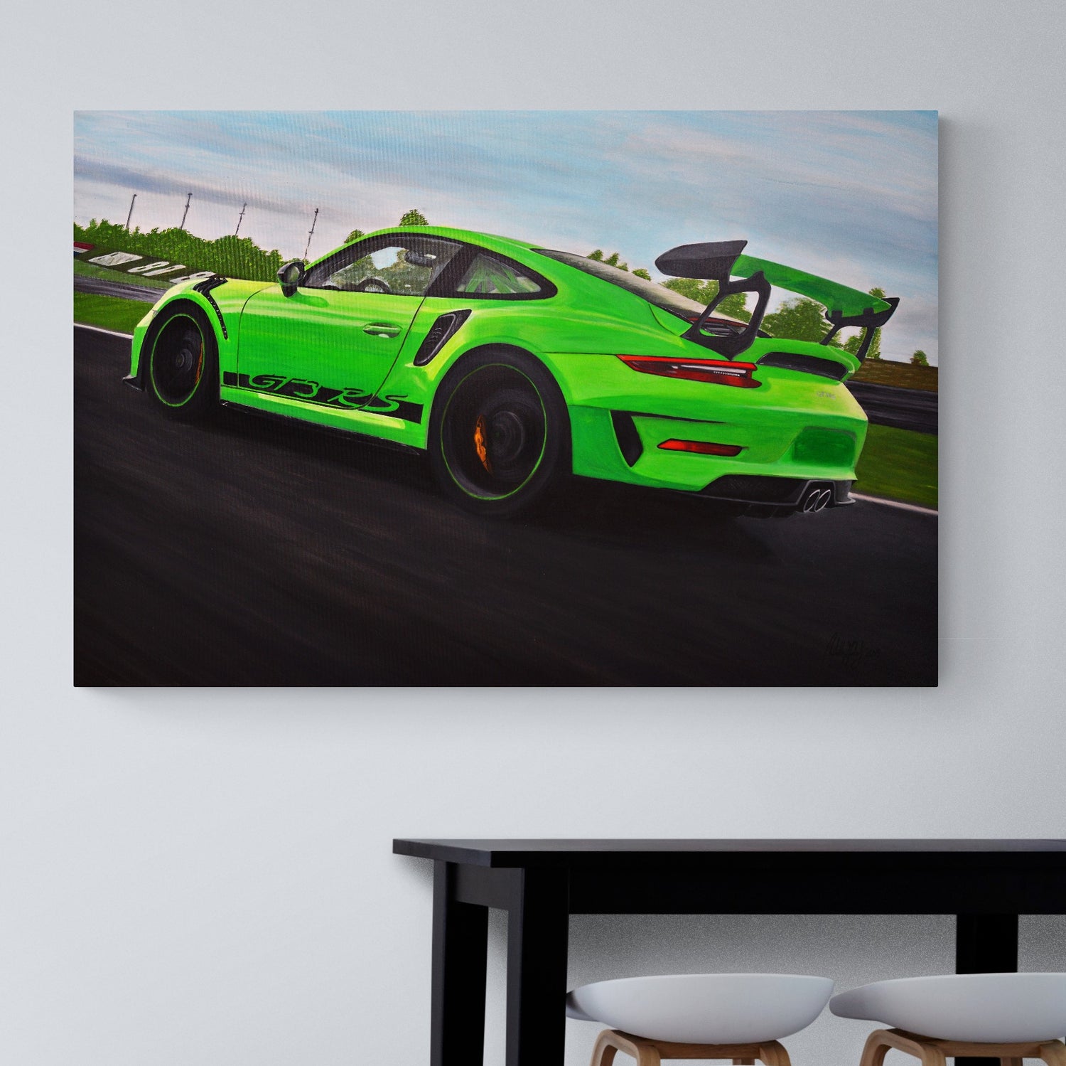 Porsche 911 GT3 RS Original Acrylic Painting on Canvas