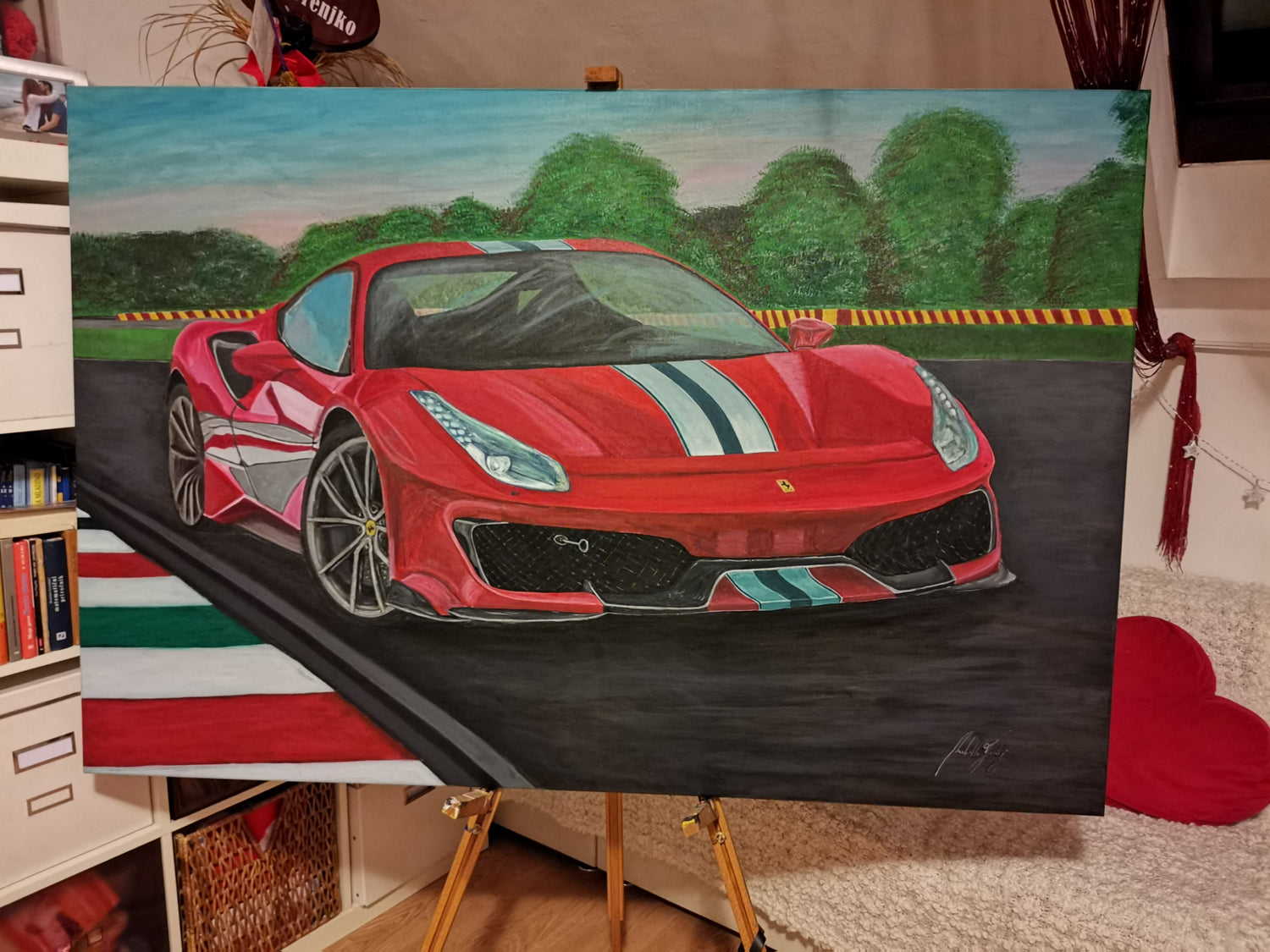Ferrari Pista Original Acrylic Painting on Canvas