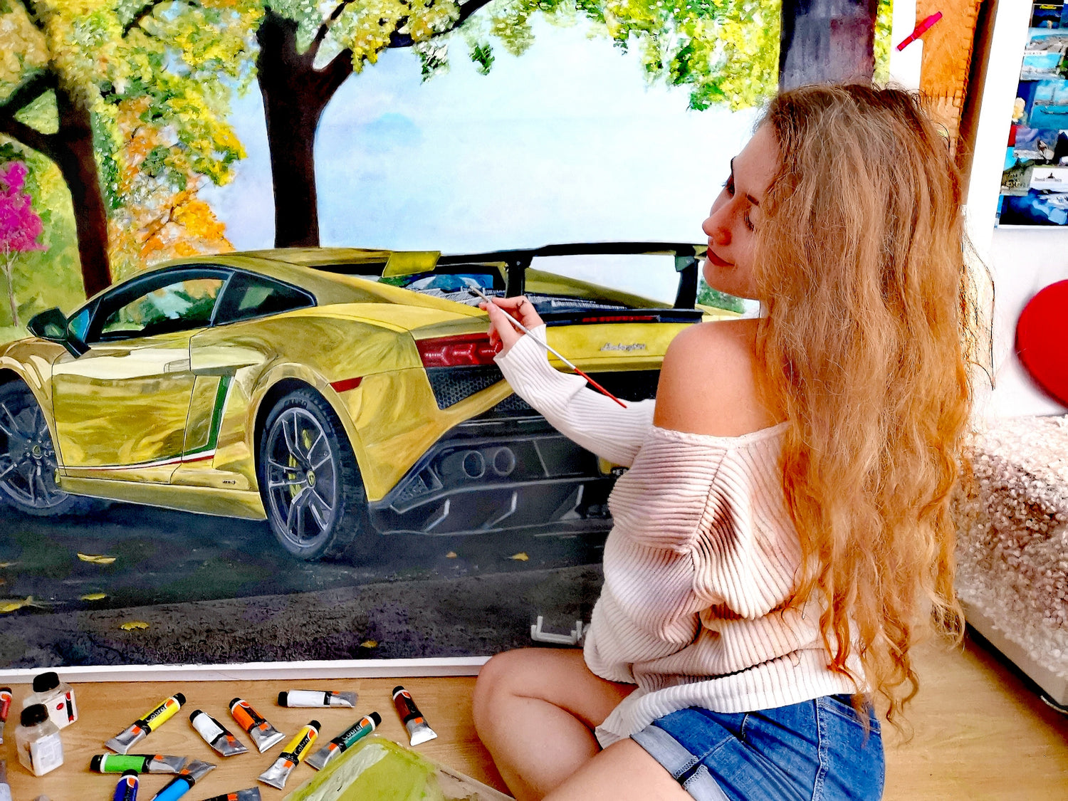 Lamborghini Gallardo Original Oil Painting on Canvas