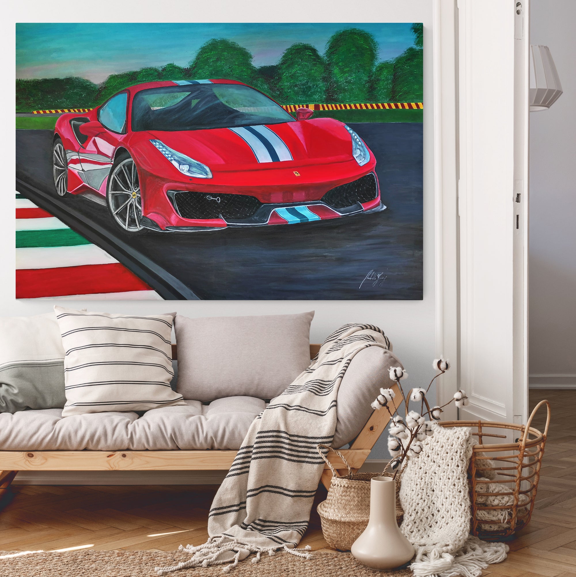 Ferrari Pista Original Acrylic Painting on Canvas