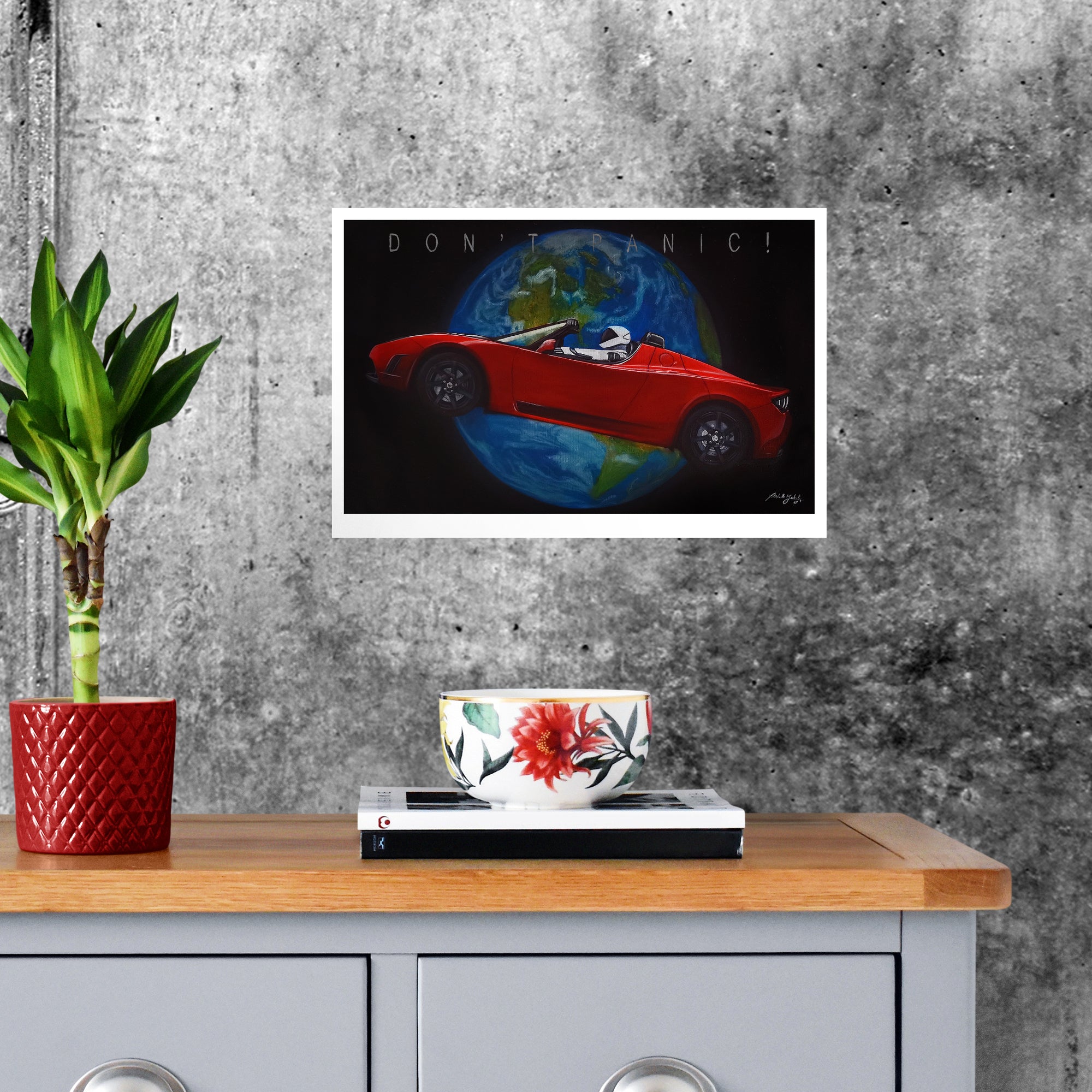 Tesla In Space Painting Limited Edition Canvas Print