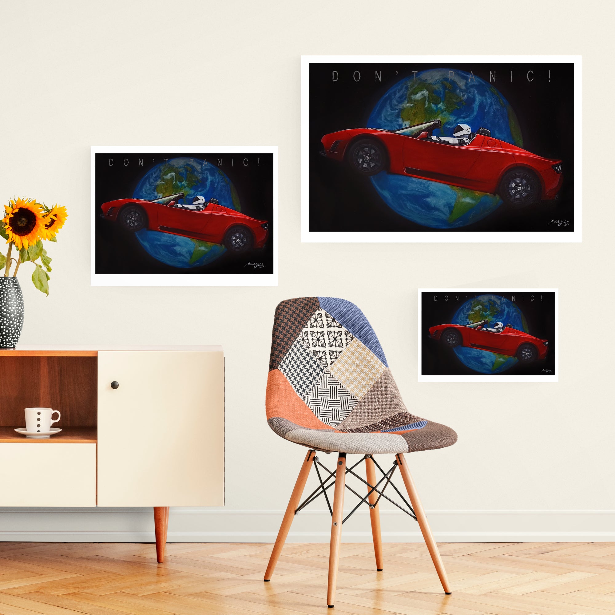 Tesla In Space Painting Limited Edition Canvas Print