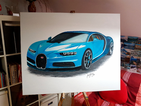 Bugatti Chiron Original Acrylic Painting on Canvas