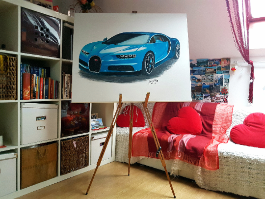 Bugatti Chiron Original Acrylic Painting on Canvas