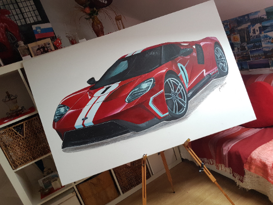 Ford GT Heritage edition Original Acrylic Painting on Canvas