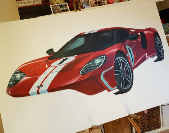Ford GT Heritage edition Original Acrylic Painting on Canvas