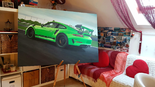 Porsche 911 GT3 RS Original Acrylic Painting on Canvas