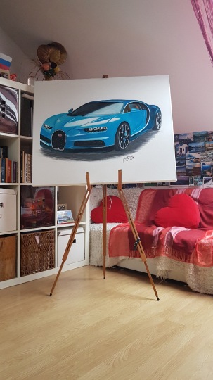 Bugatti Chiron Original Acrylic Painting on Canvas