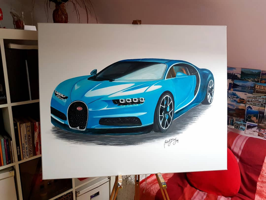 Bugatti Chiron Original Acrylic Painting on Canvas