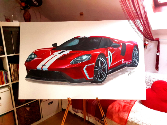 Ford GT Heritage edition Original Acrylic Painting on Canvas