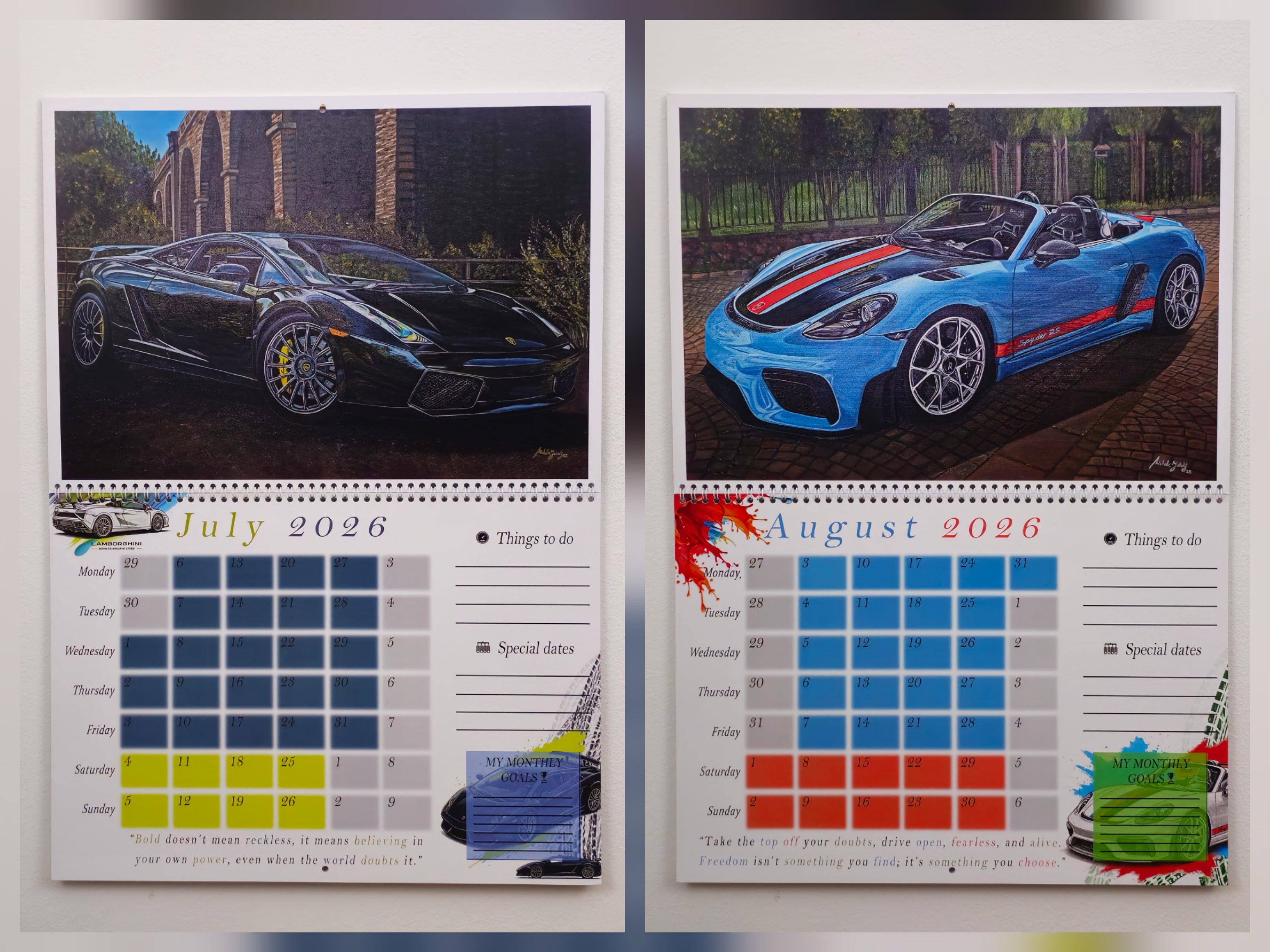 2026 CALENDAR Limited Edition ; Numbered Handsigned - Reusable Prints PREORDER