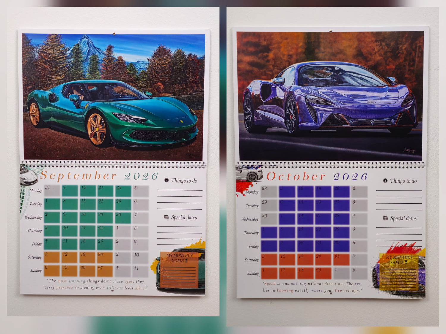 2026 CALENDAR Limited Edition ; Numbered Handsigned - Reusable Prints PREORDER