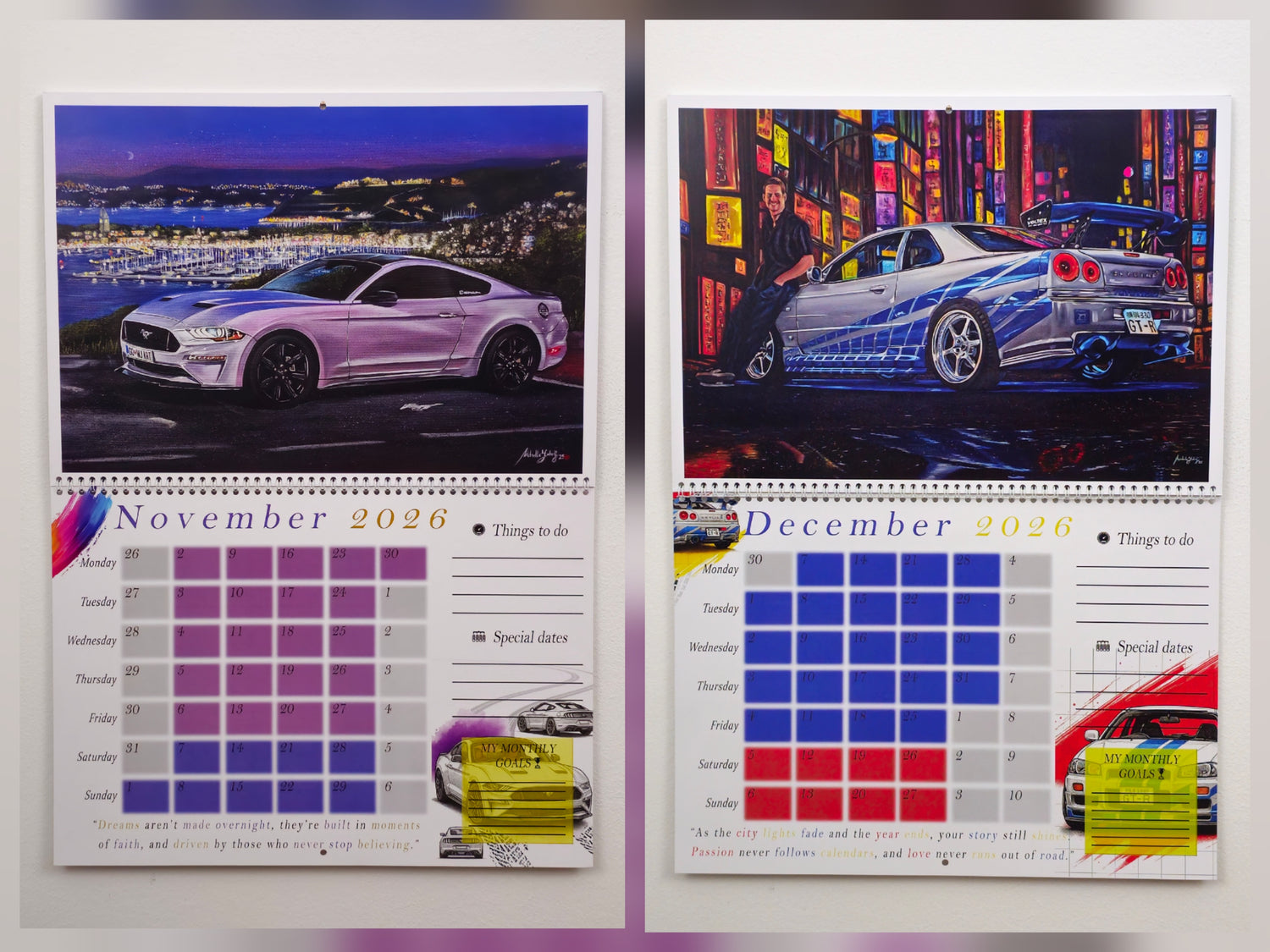 2026 CALENDAR Limited Edition ; Numbered Handsigned - Reusable Prints PREORDER