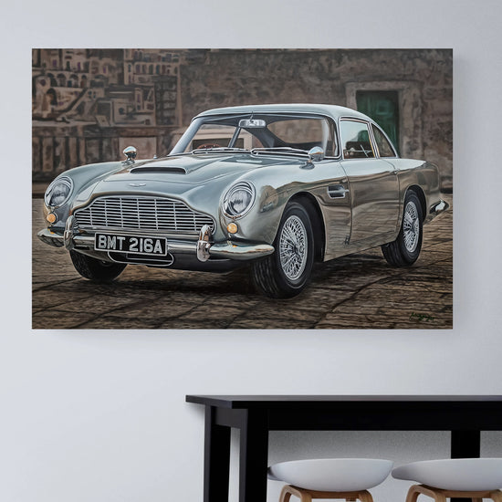 Aston Martin DB5 James Bond 007 Original Oil Painting on Canvas