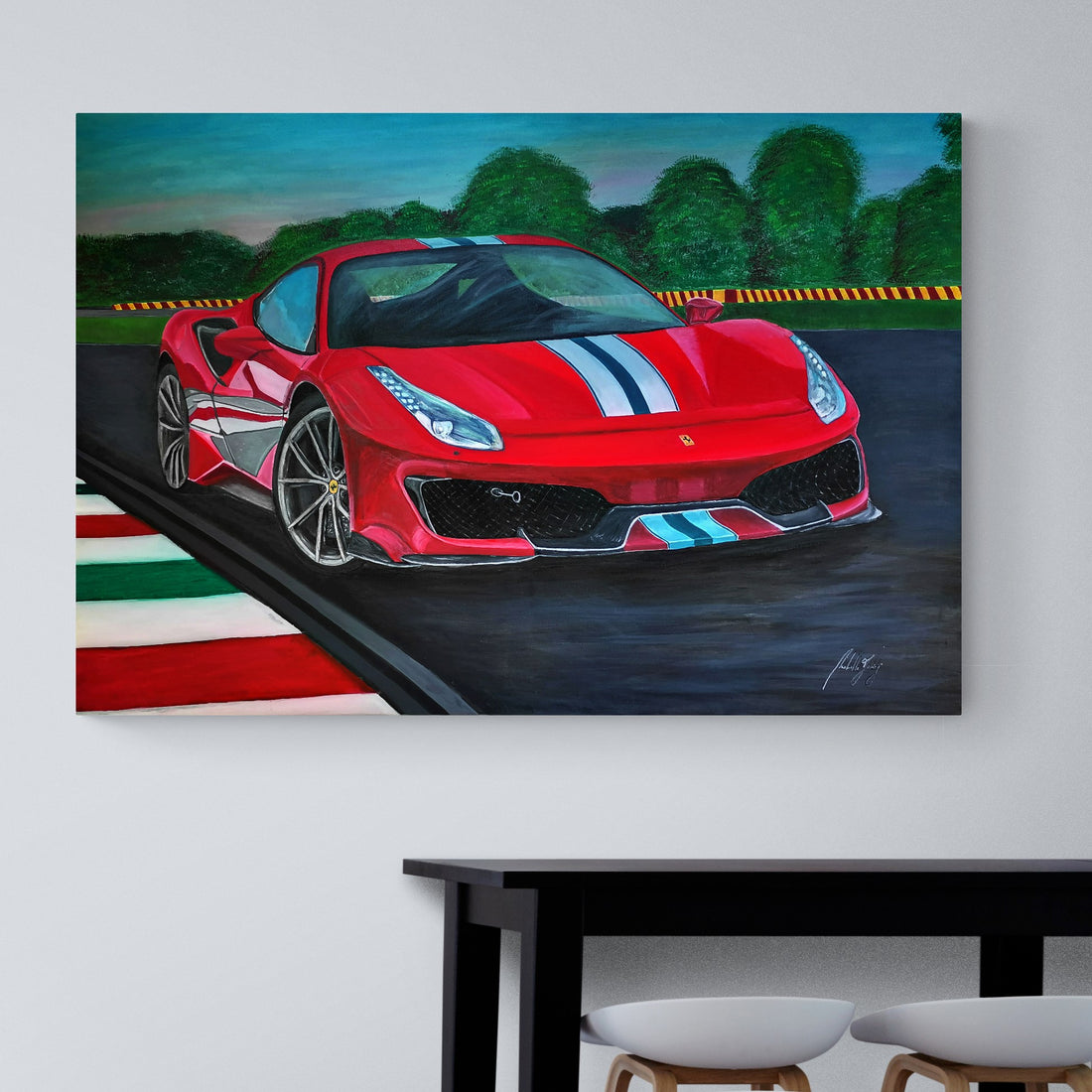 Ferrari Pista Original Acrylic Painting on Canvas