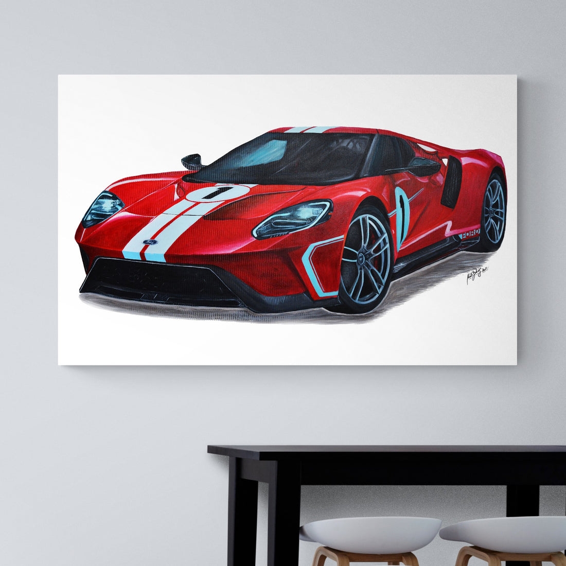 Ford GT Heritage edition Original Acrylic Painting on Canvas