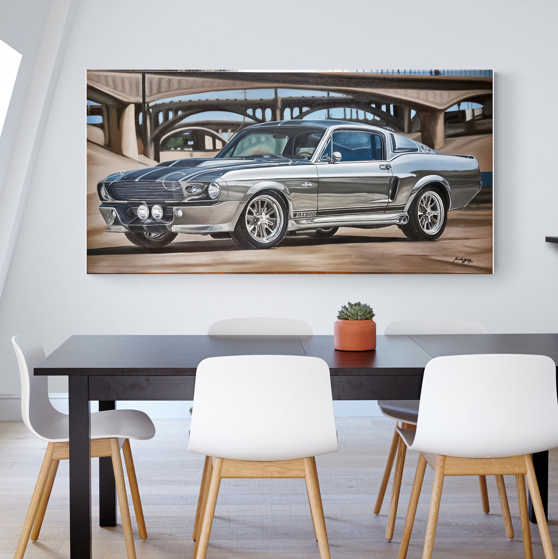 Ford Mustang GT500 Original Oil Painting on Canvas