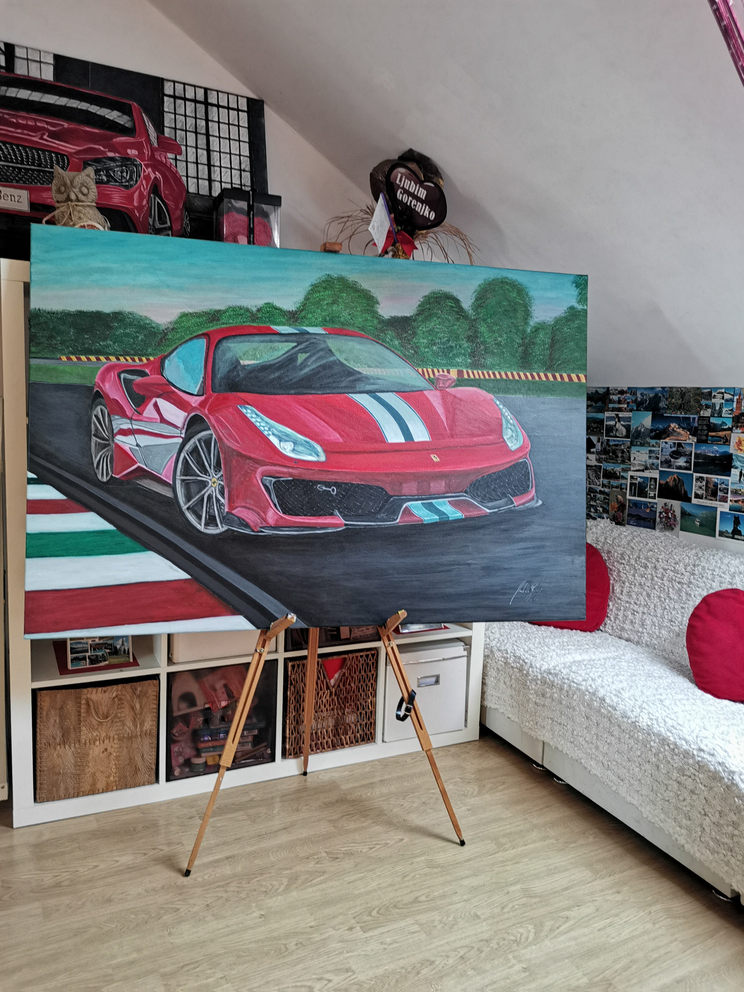 Ferrari Pista Original Acrylic Painting on Canvas