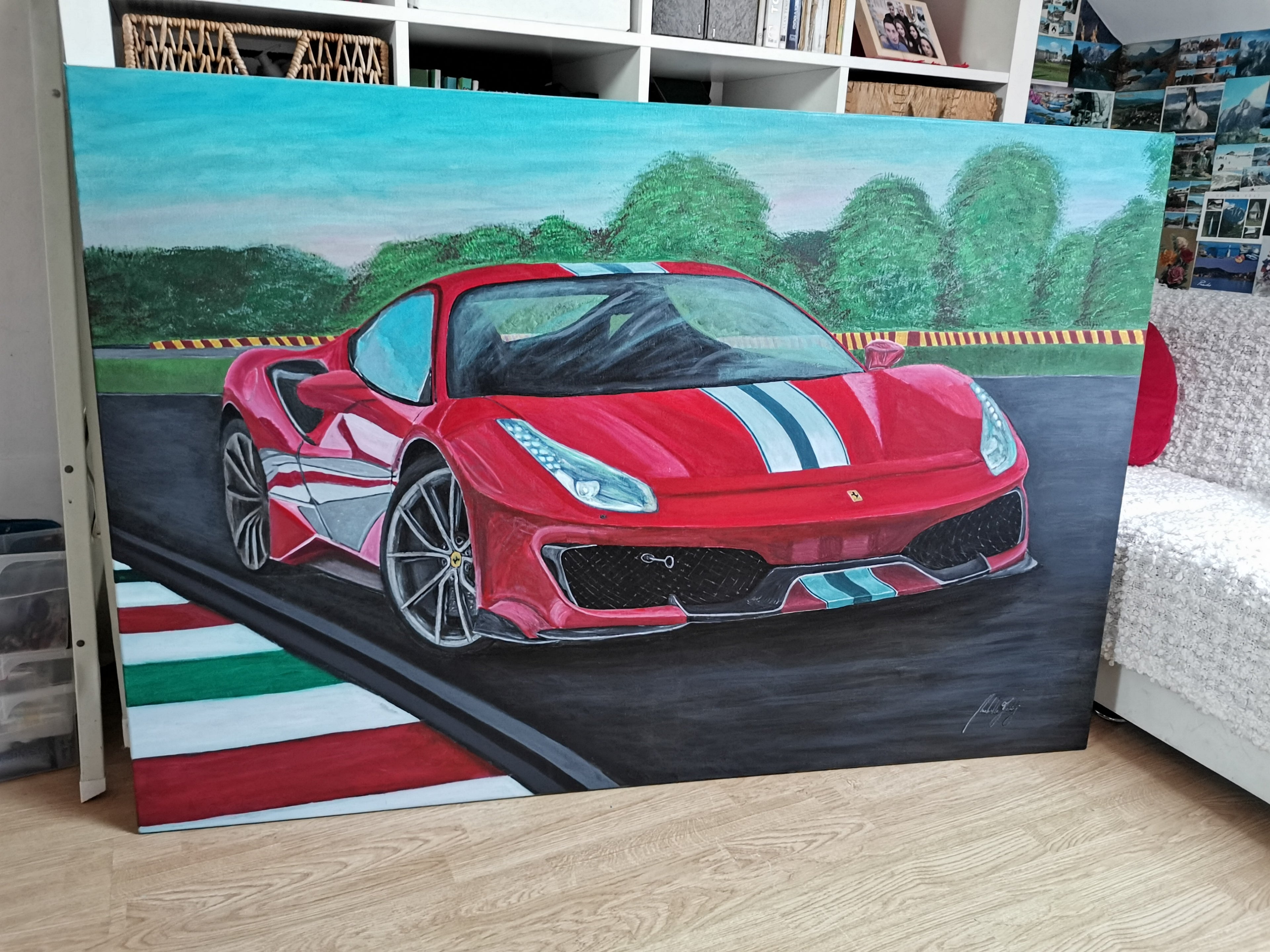 Ferrari Pista Original Acrylic Painting on Canvas