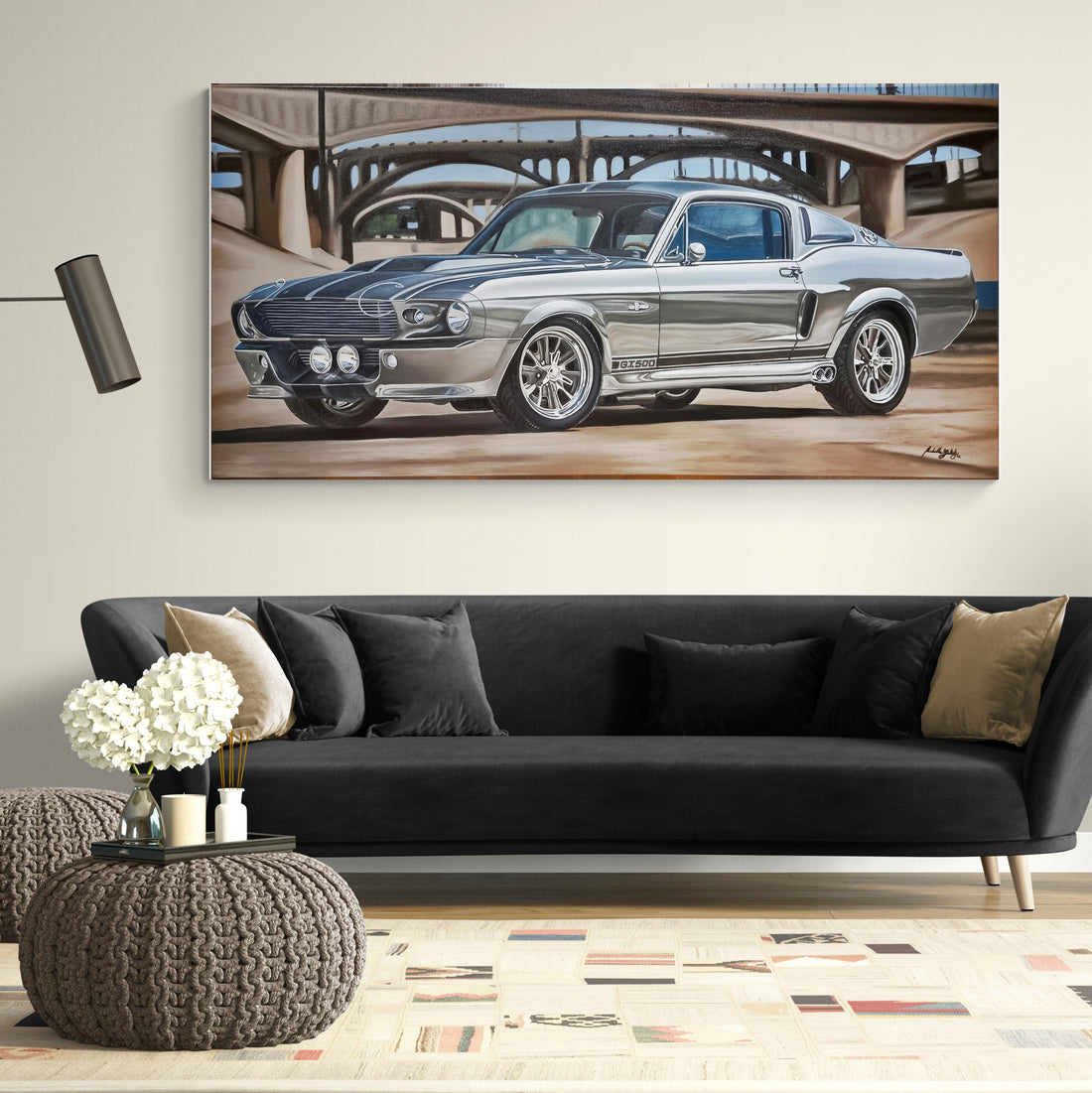 Ford Mustang GT500 Original Oil Painting on Canvas