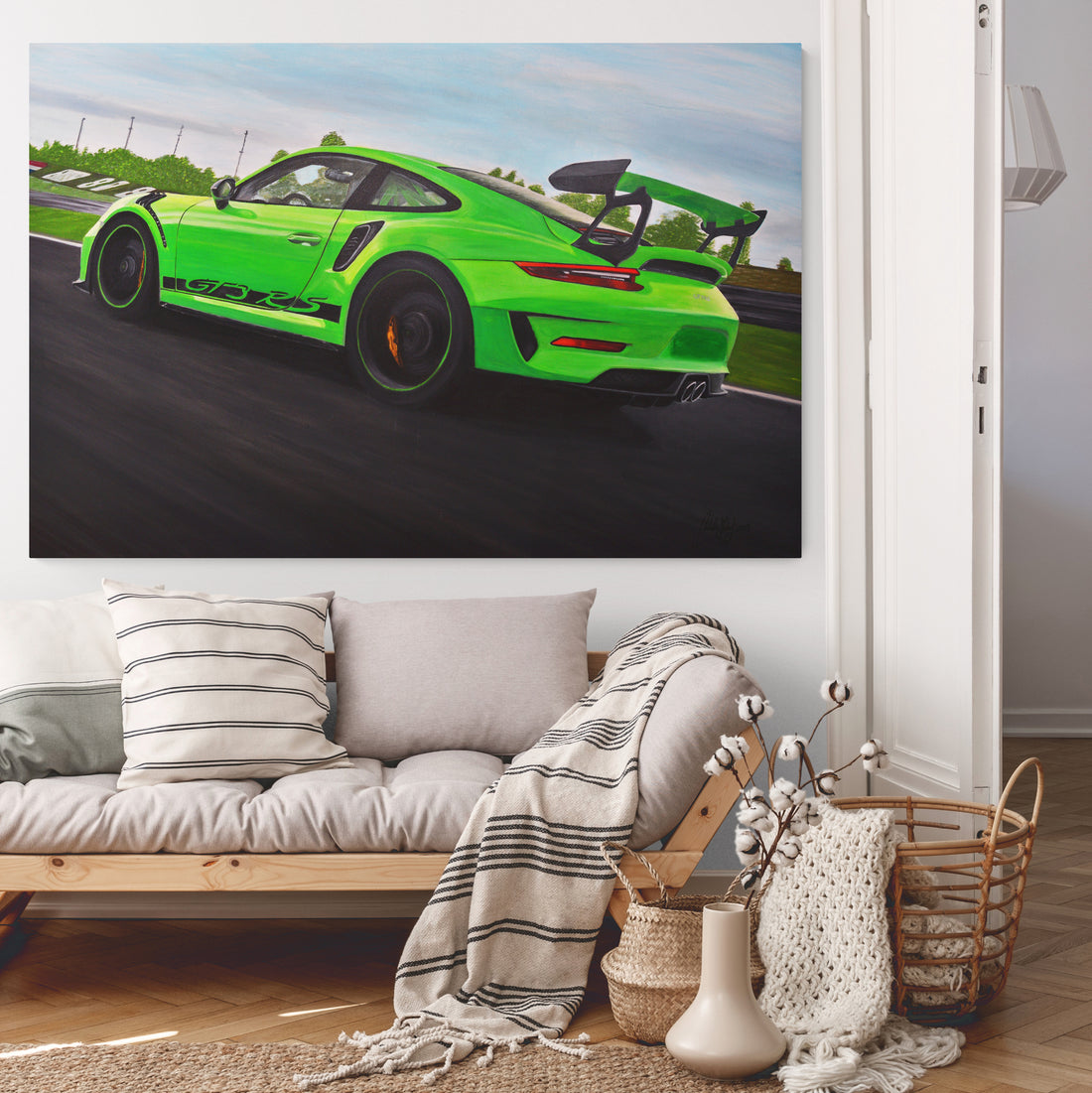 Porsche 911 GT3 RS Original Acrylic Painting on Canvas