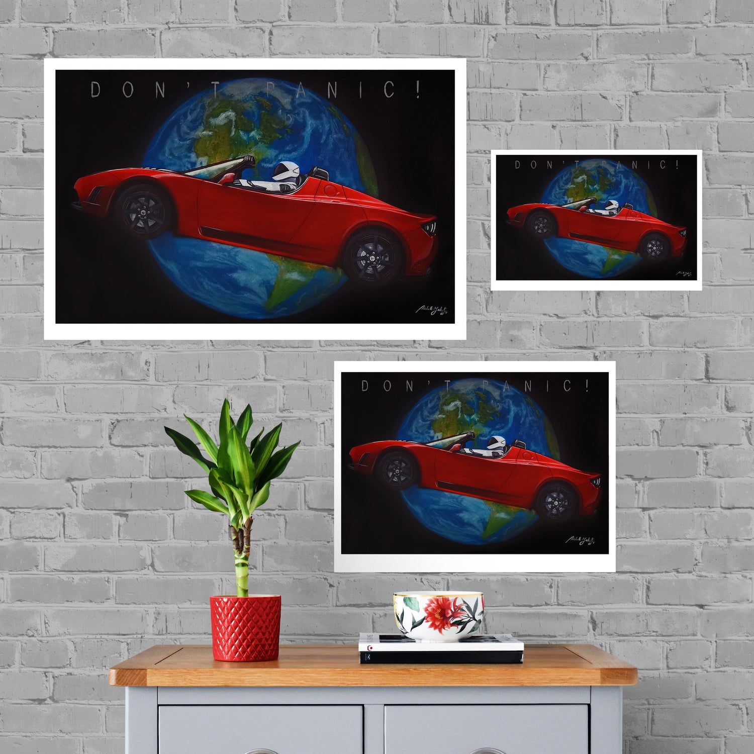 Tesla In Space Painting Limited Edition Canvas Print