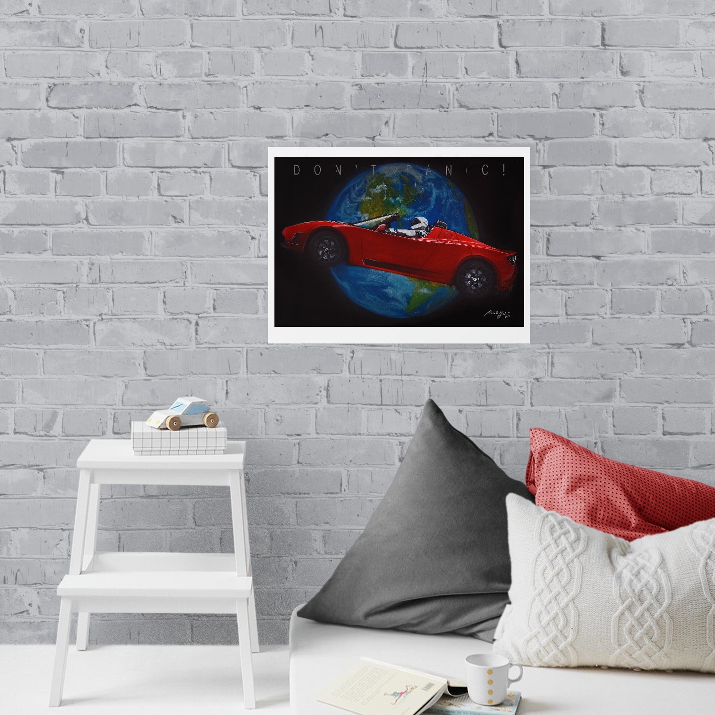 Tesla In Space Painting Limited Edition Canvas Print