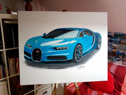 Bugatti Chiron Original Acrylic Painting on Canvas