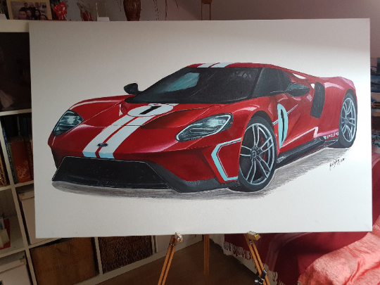 Ford GT Heritage edition Original Acrylic Painting on Canvas