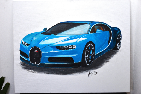 Bugatti Chiron Original Acrylic Painting on Canvas